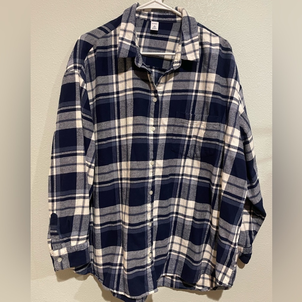 Old Navy Blue and White Checkered Shirt